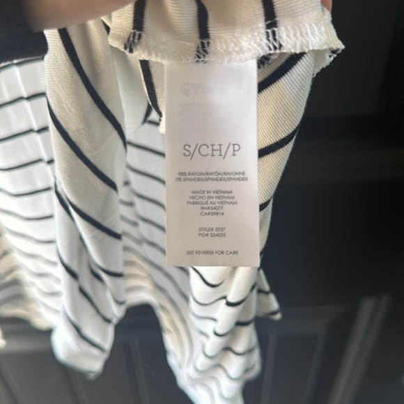 Cabi ATC BBQ Tank Top.  Flowy.  White with black stripes.  Women’s size small. - Picture 3 of 7